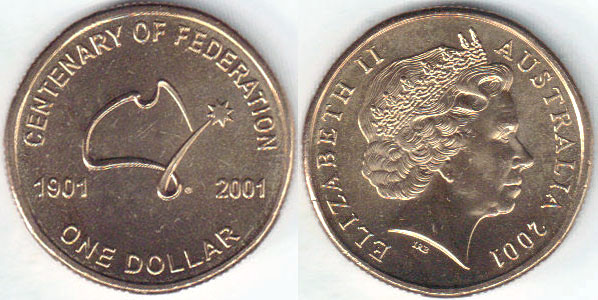 2001 Australia $1 (Centenary of Federation) Unc A001288